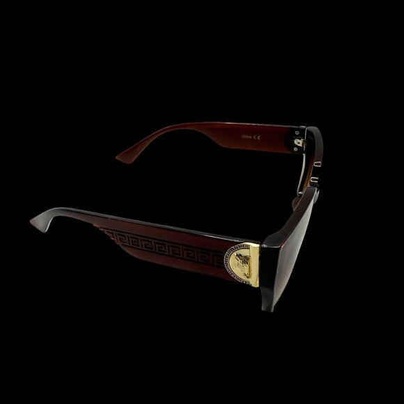NEW MEDUSA Luxe Iconic Glam Trendy Designer Style Sunglasses Mohagany Gold - Picture 2 of 4
